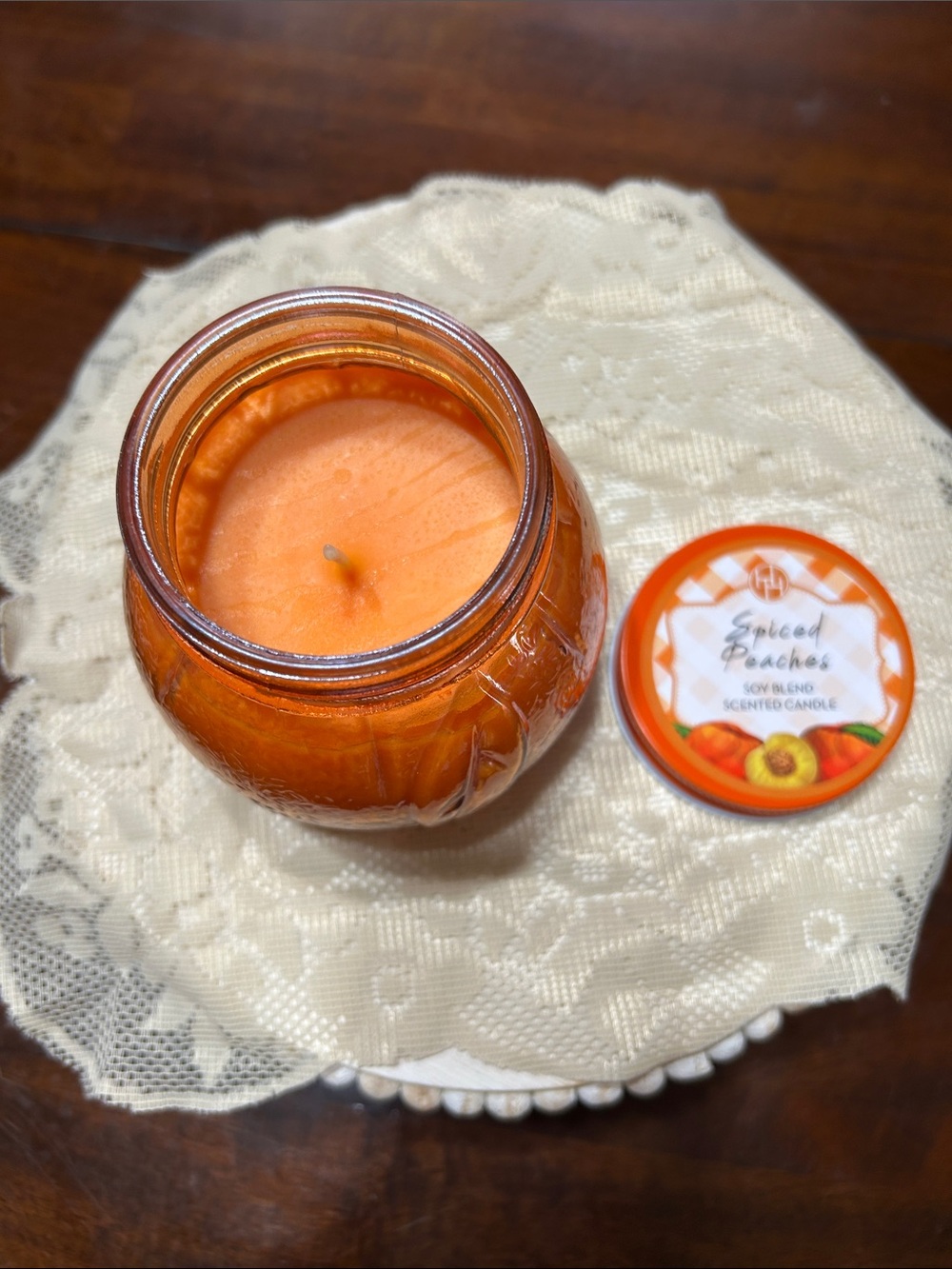 Spiced Peaches Soy Blend Scented Candle 11.3 Oz Spiced Peaches Scented New - Picture 2 of 7